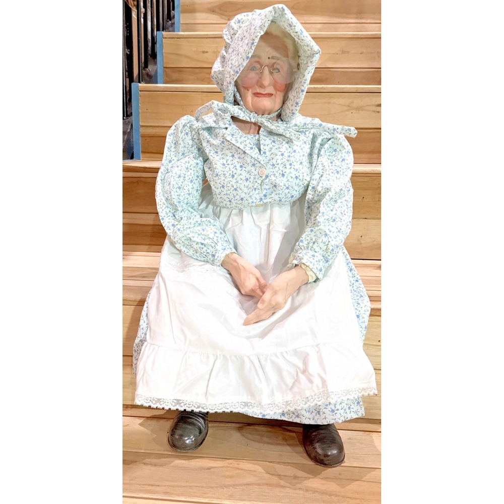 Vintage Porcelain Grandma Doll 26" Realistic Granny Country Folk Art Figure